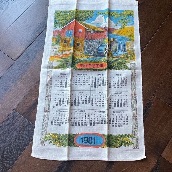 Vintage look calendar wall hanging dish towel 1981 - Picture 1 of 5